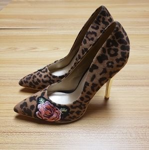Not Just Pumps | Leopard w Gold Tone Heel